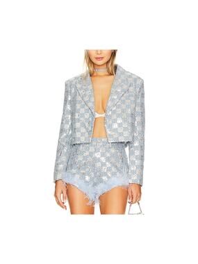 Line & Dot Sequined Blue Skylar Jacket Size M